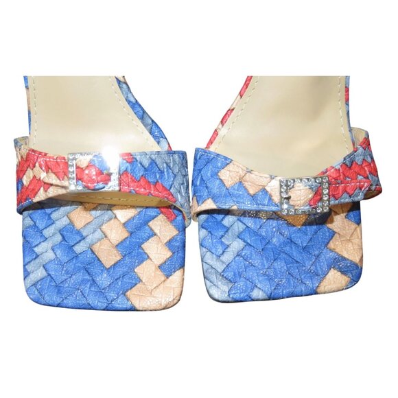 JUSTFAB Braided Vegan Leather Ankle Strap Stiletto Heeled Sandals size 38 US 8 - Picture 2 of 12